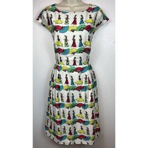 Palava Cynthia Dress Size 14 Organic Cotton Midi Cap Sleeve No Belt